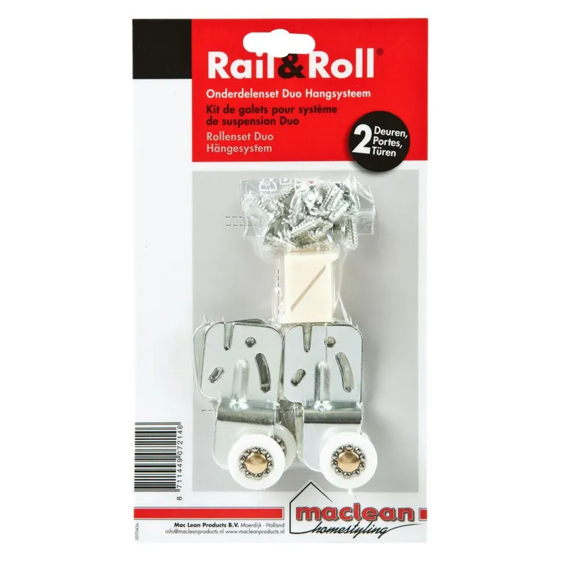 Betaalbaar Rail en Roll duo hangsysteem loopwielen pakket