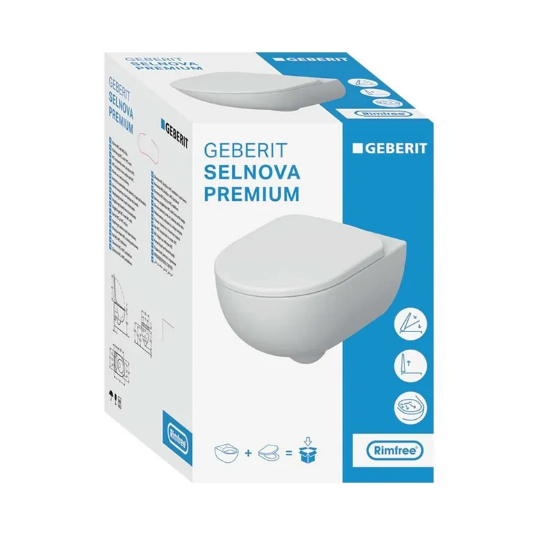 Geberit Hangtoilet Set UP320 Inbouwreservoir + Sigma 01 Bedieningsplaat + Selnova Rimfree Wandcloset met WC-Zitting Uitverkoop
