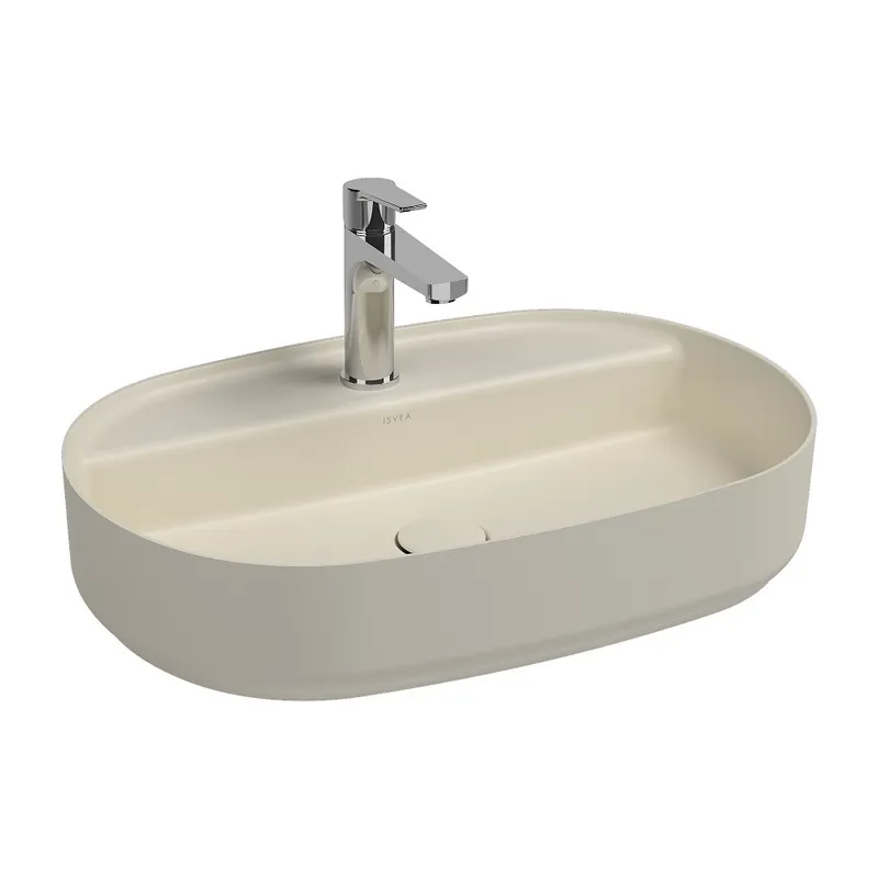 ISVEA Infinity Rechthoekige Wastafel 55 cm, Ivoor (Met Afvoerplug) Voordeelprijs