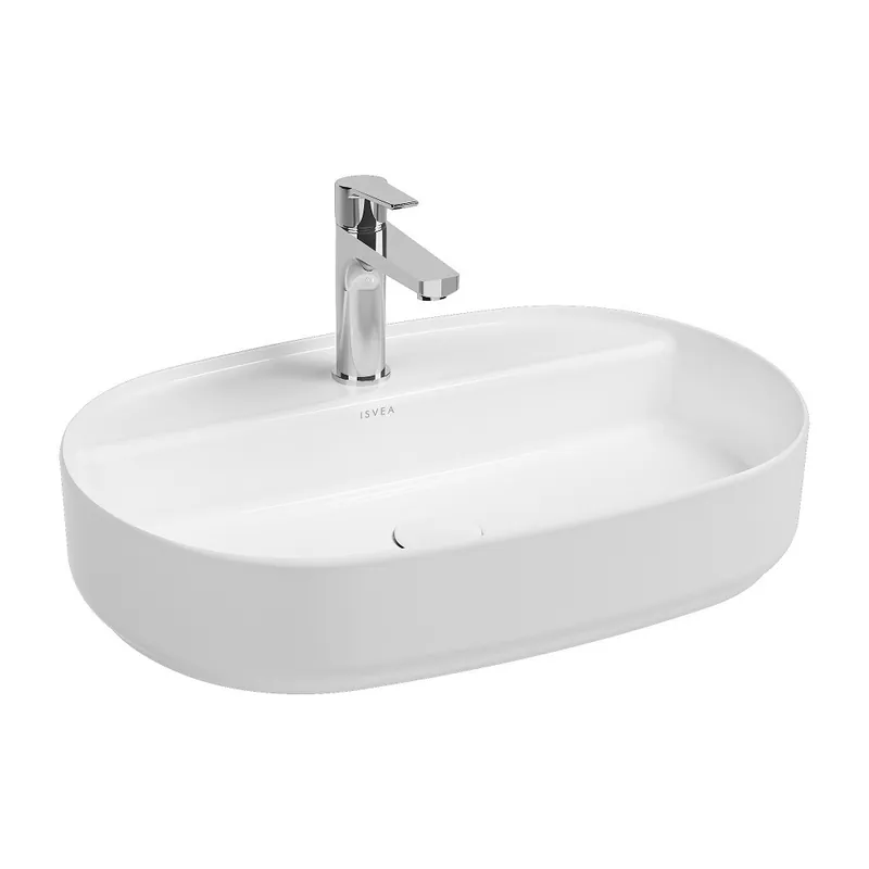 Lage Prijs ISVEA Infinity Rechthoekige Wastafel 55 cm, Wit (Met Afvoerplug)