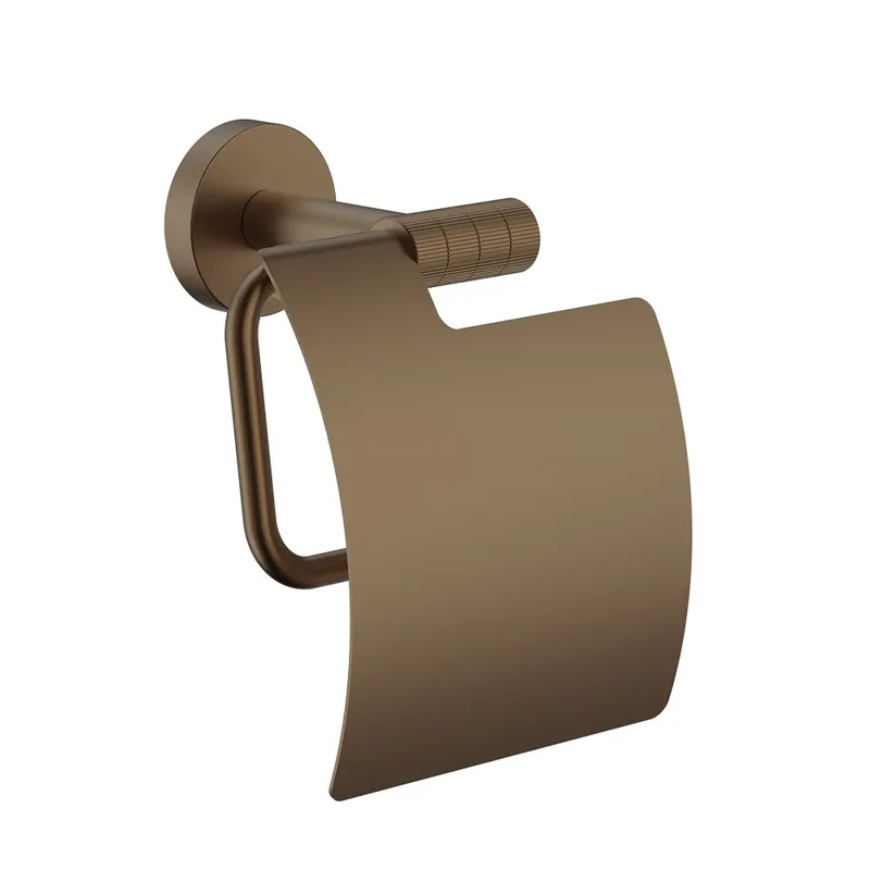 Tijdelijk Beschikbaar STRIA Toiletborstel met Houder – Greep met Verfijnde Ribbelstructuur – Hangend en Staand – Bruin Brons (PVD)