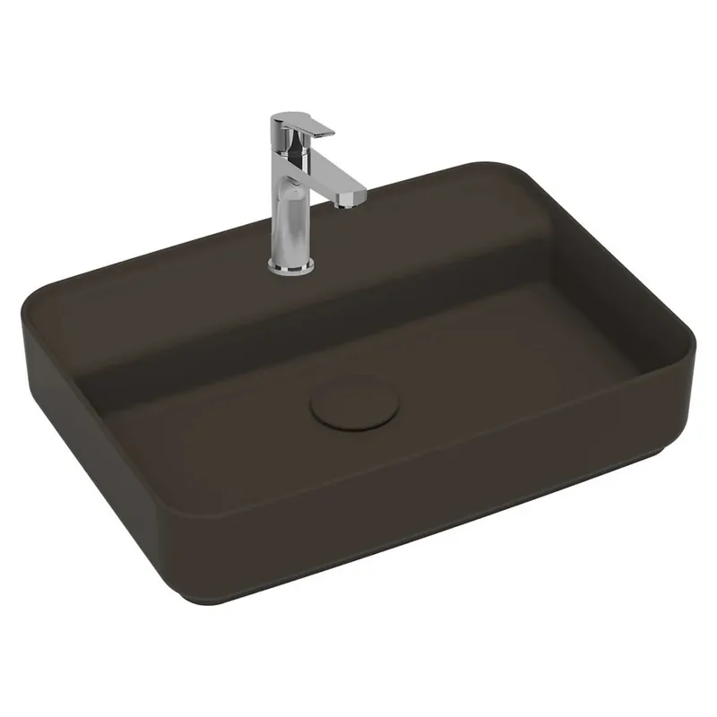 Meest Verkocht ISVEA Infinity Ronde Wastafel 42 cm Taupe – Keramiek Opbouw Waskom Met Afvoerplug