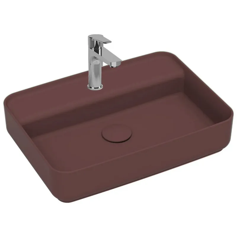 ISVEA Infinity Ronde Wastafel 42 cm Maroon Rood – Keramiek Opbouw Waskom Met Afvoerplug Nu Kopen