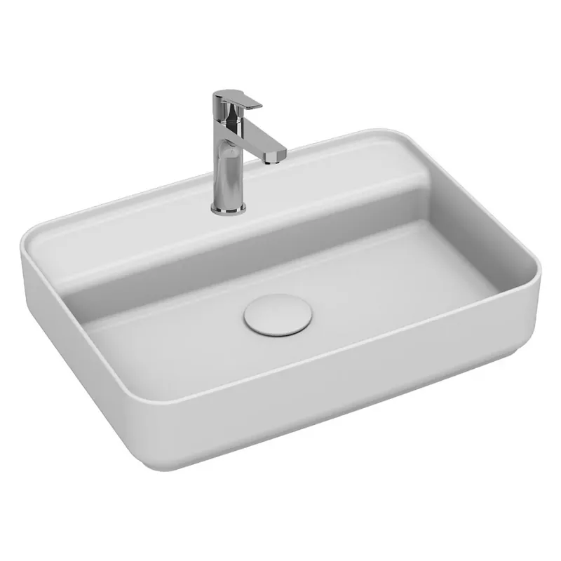 ISVEA Infinity Ronde Wastafel 42 cm Wit – Keramiek Opbouw Waskom Met Afvoerplug Merkproduct