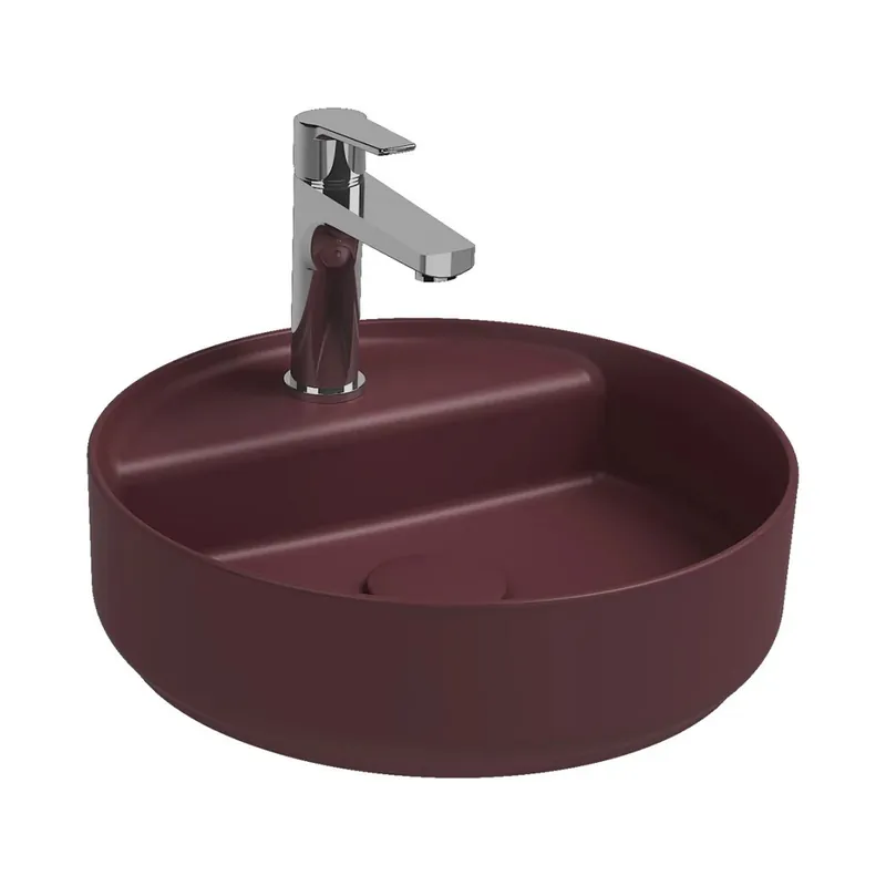 ISVEA Infinity Ovale Wastafel 60 cm Maroon Rood – Keramiek Opbouw Waskom Met Afvoerplug Lage Prijs