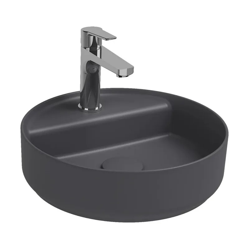 ISVEA Infinity Ovale Wastafel 60 cm Antraciet – Keramiek Opbouw Waskom Met Afvoerplug Uitverkoop