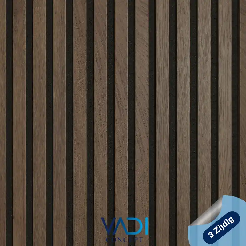Voordeelprijs MDF Lamel Wandpaneel – 3D03 DONKER EIKEN – 30×280 cm