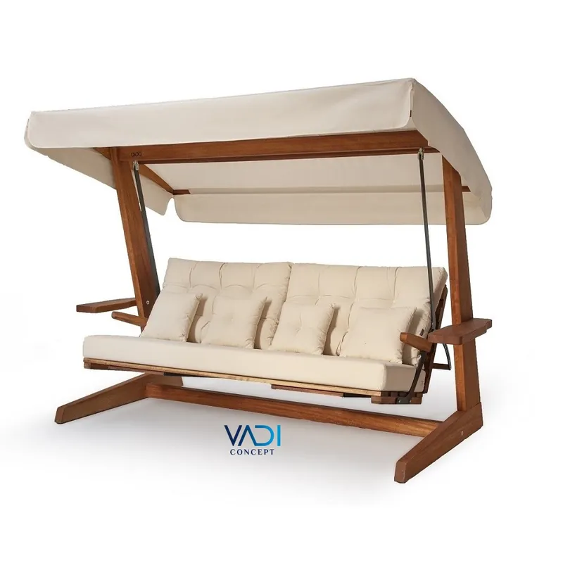 Flitsaanbieding Vadi Concept SIA 2400 Houten Schommelbank – Antraciet – Massief Iroko Hardhout – Verstelbare Rugleuning & Bedfunctie