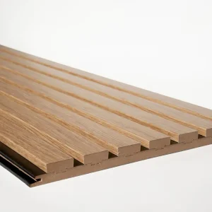 Laatste Kans MDF Lamel Wandpaneel -113 TEAK DUBBELE KLEUR – 30×280 cm