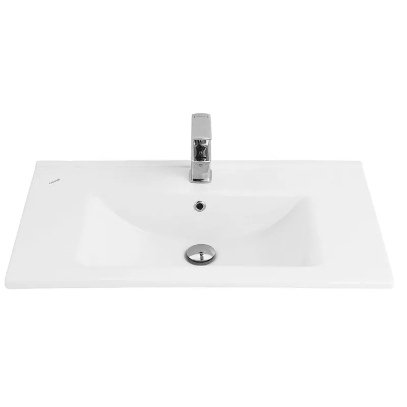 Hoge Kwaliteit ELITE Wastafelonderkast 80 cm Mat Wit – Badkamermeubel Met Horizontaal Reliëf Laden