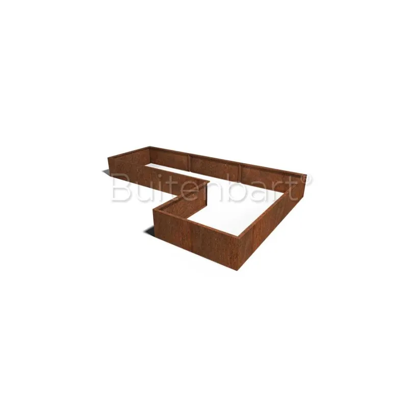 Cortenstaal Plantenbak L-vorm 120, hoogte 40cm Uitverkoop