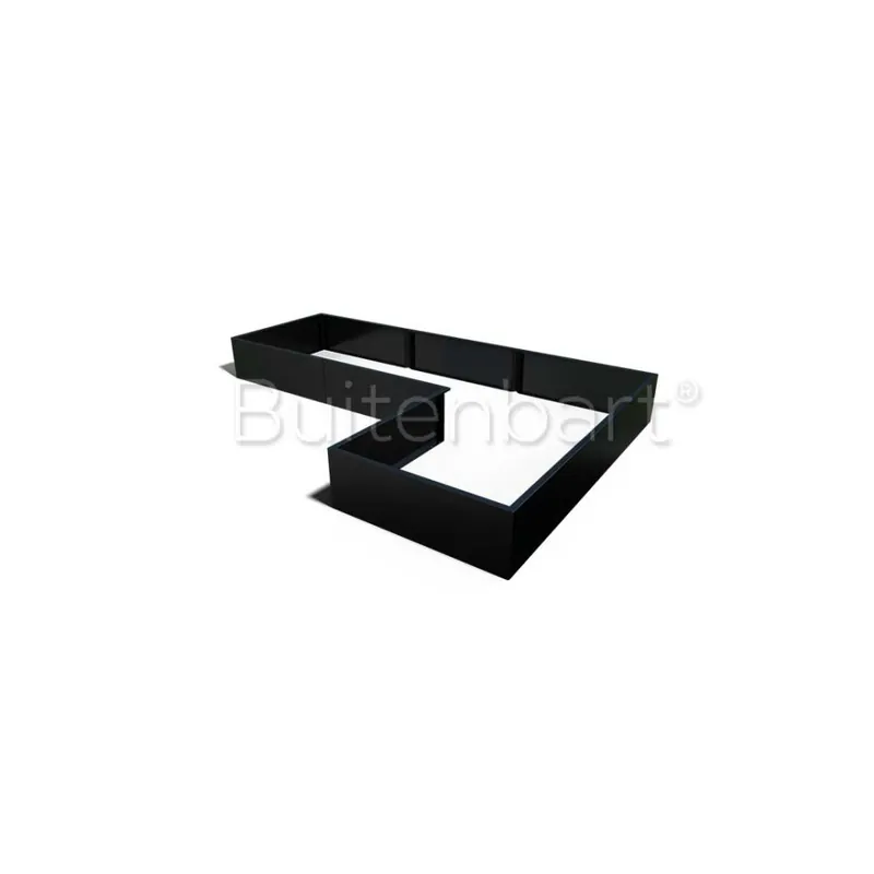 Gepoedercoat Staal Zwart Plantenbak L-vorm 100, hoogte 40cm Must-Have