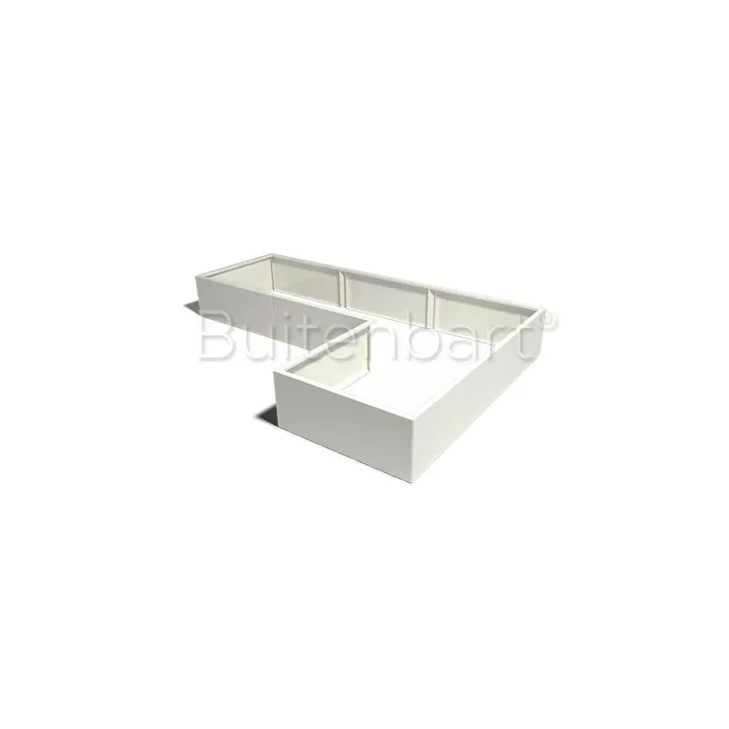 Superprijs Gepoedercoat Staal Wit Plantenbak L-vorm 100, hoogte 40cm