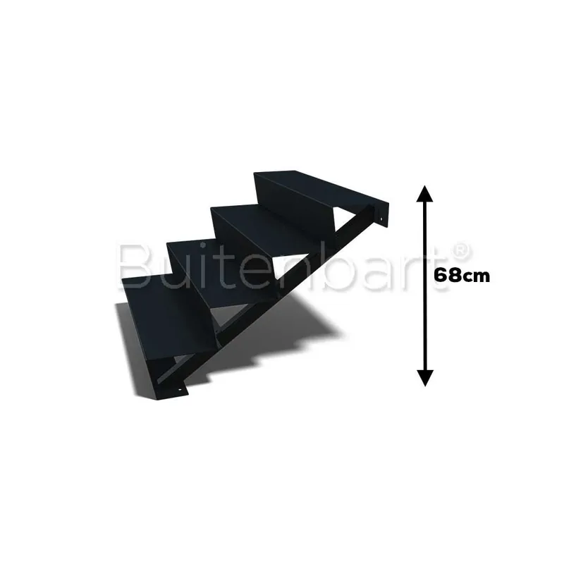 Gepoedercoat Staal Zwart Trap 4-treden, breedte 100cm Beperkt Aanbod