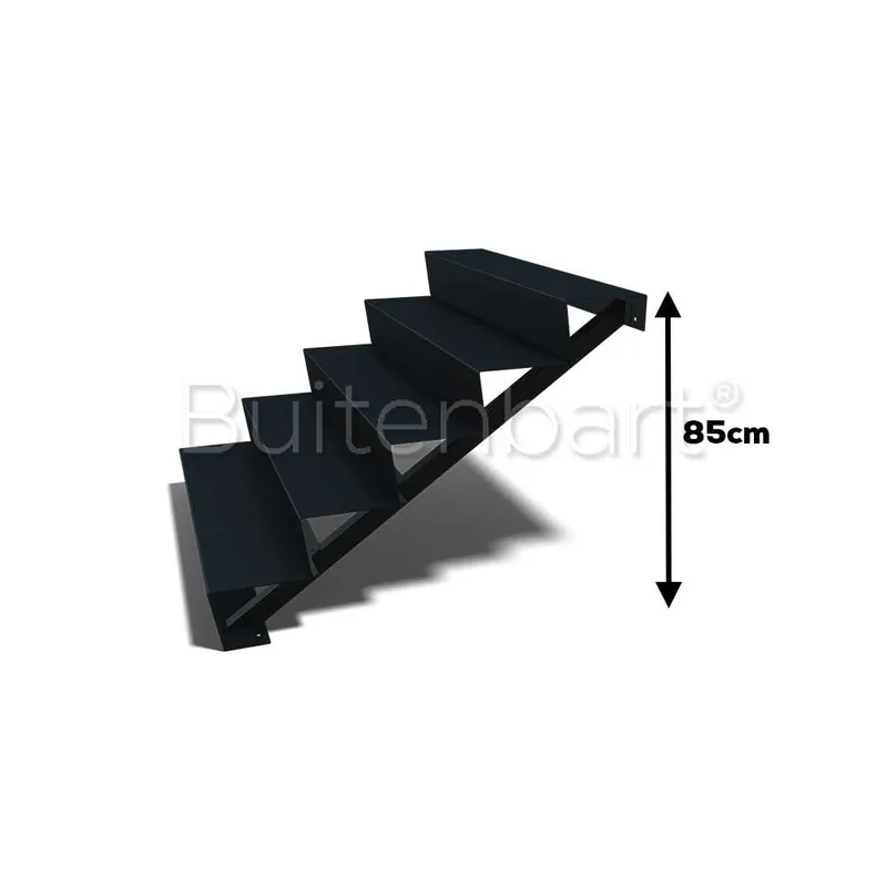 Gepoedercoat Staal Zwart Trap 5-treden, breedte 120cm Laatste Kans
