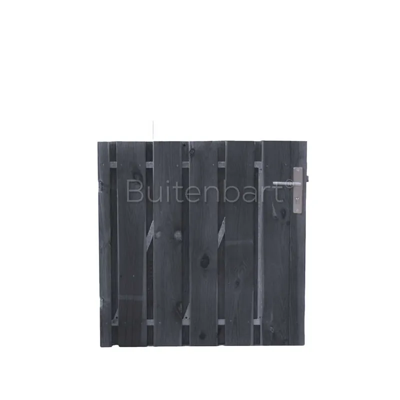 Koopje Tuinpoort Trendline Easy Grenen Zwart Gespoten Laag 120x100cm Linksdraaiend