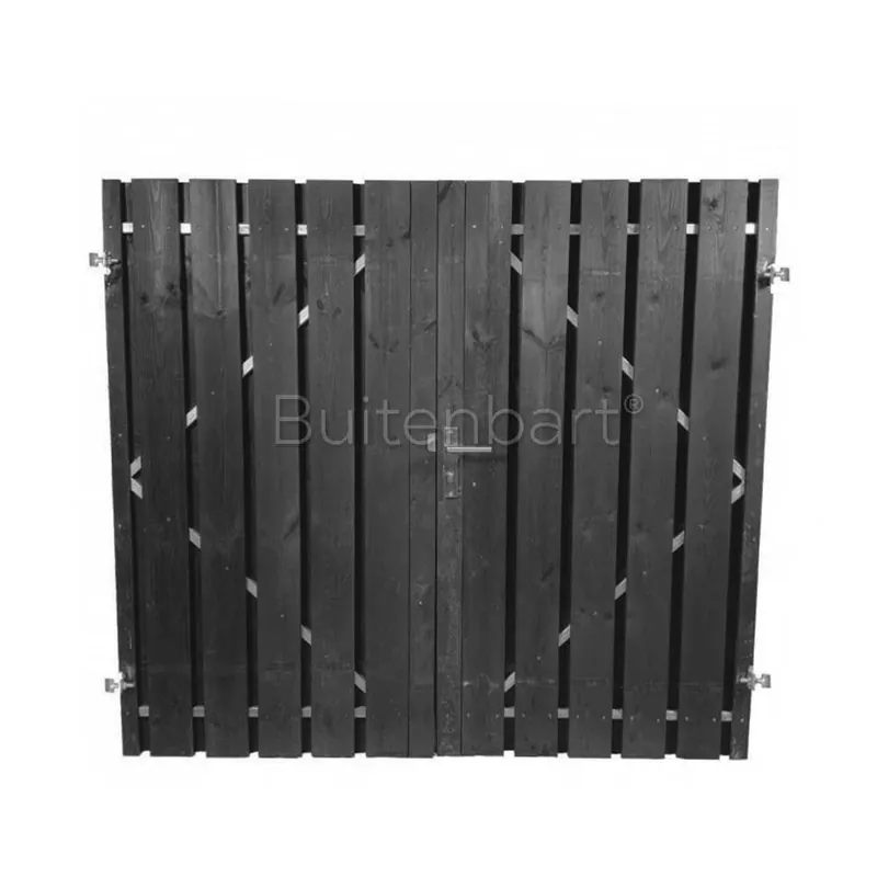 Merkproduct Dubbele Tuinpoort Trendline Easy Grenen Zwart Gespoten 300x190cm Rechtsdraaiend