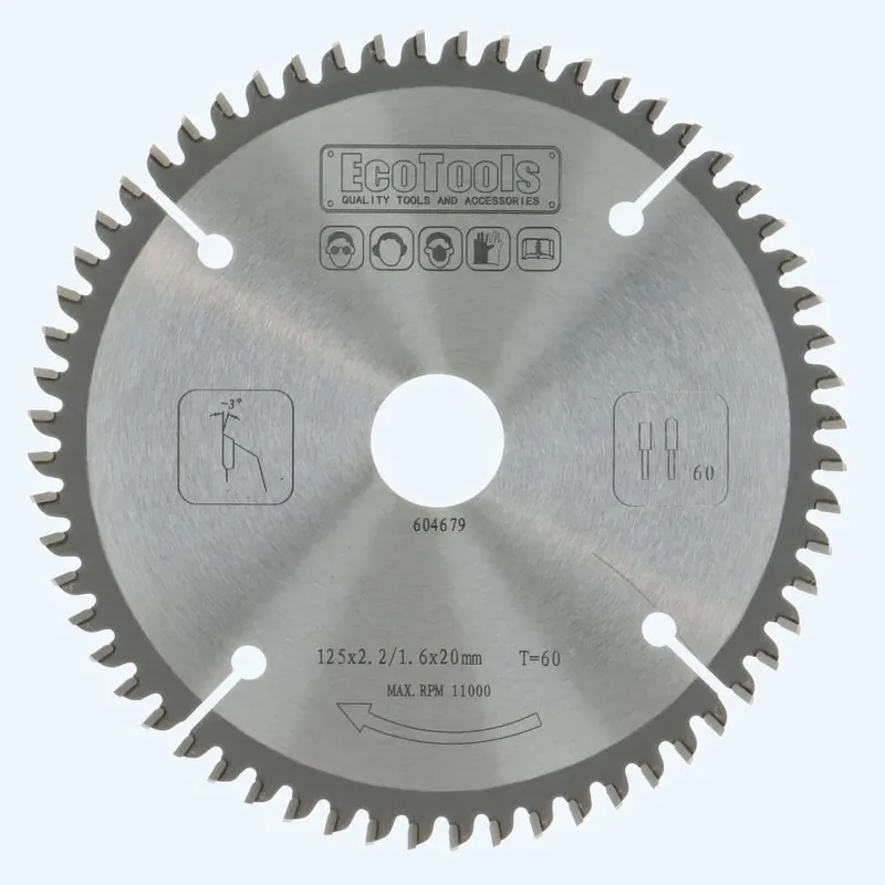HM-zaagblad 125 x 20 mm T=60 (vlak-daktand) Nieuw