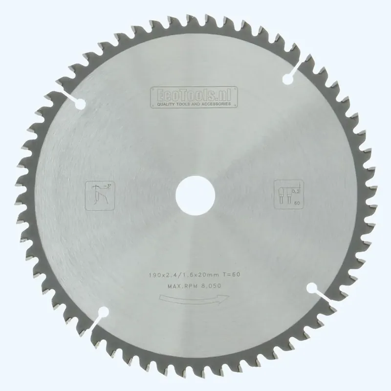 HM-zaagblad 190 x 20 mm T=60 (vlak-daktand) Dagaanbieding