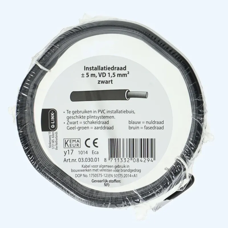 Weekendaanbieding Installatiedraad 1,5mm2 zwart 5 meter kopen