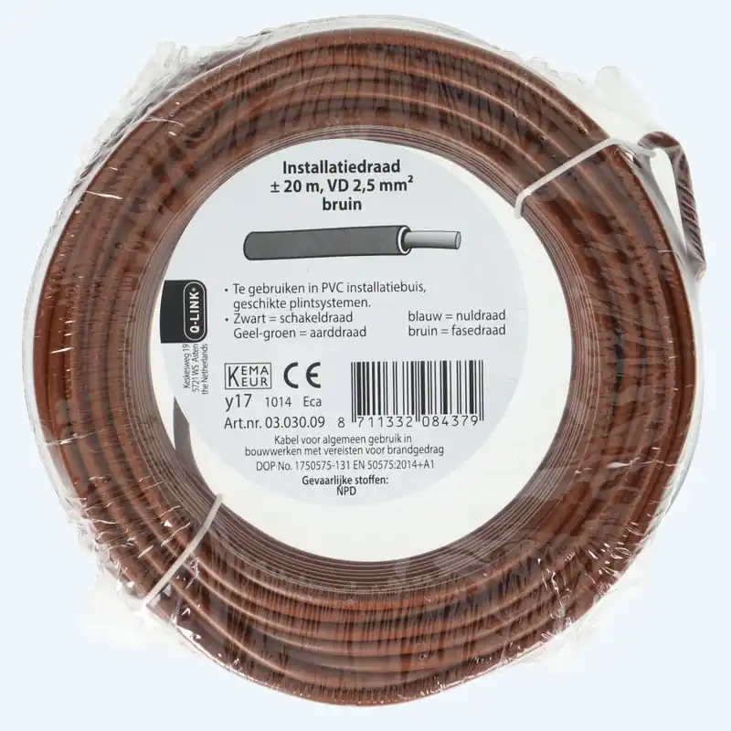 Koop Online Installatiedraad 2,5mm2 bruin 20 meter kopen