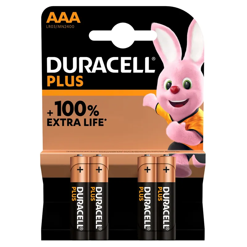Duracell Plus Alkaline Batterijen Penlite LR03 - AAA - 4 stuks Laatste Versie