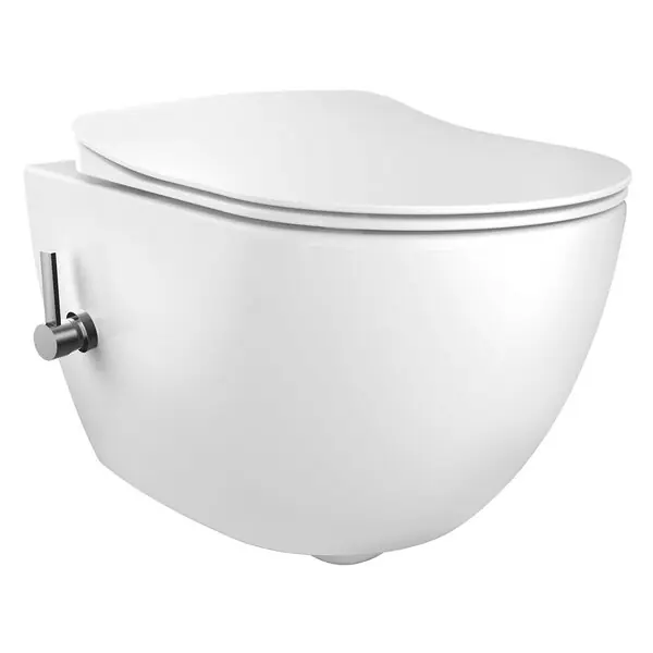 Creavit Rimoff Randloos Wandcloset met Bidet (Sproeier) en Warm/Koud Waterkraan - Wit Betrouwbaar