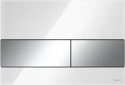 TECE Square Glazen Toilet Bedieningsplaat voor DuoSpoeling - Glas Wit - Toetsen Chrome Voordeelprijs