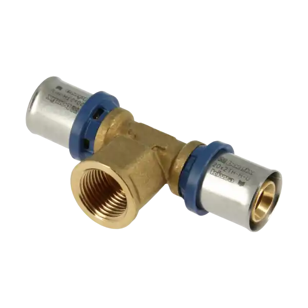 Premium Bonfix Alu-Pers T-Koppeling - Pers x Binnendraad x Pers - Messing - 20mm x 3/4" x 20mm