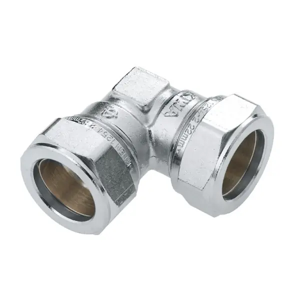 Tijdelijk Beschikbaar Bonfix Kniekoppeling - Knel - Vernikkeld Messing - 22x22mm