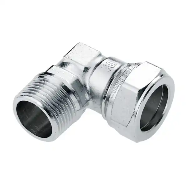 Veilige Betaling Bonfix Verlopend Kniekoppeling - Knel x Buitendraad - Vernikkeld Messing - 15mm x 1/2"