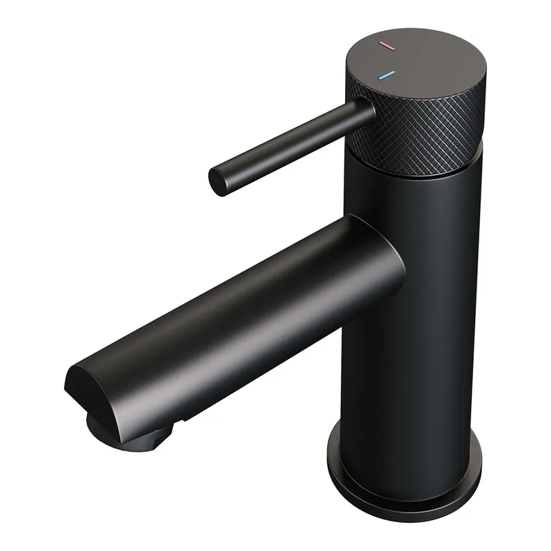 Brauer Black Carving Opbouw Wastafelmengkraan - Model A - Laag - Geribbeld Hendel - Mat Zwart Beste Prijs
