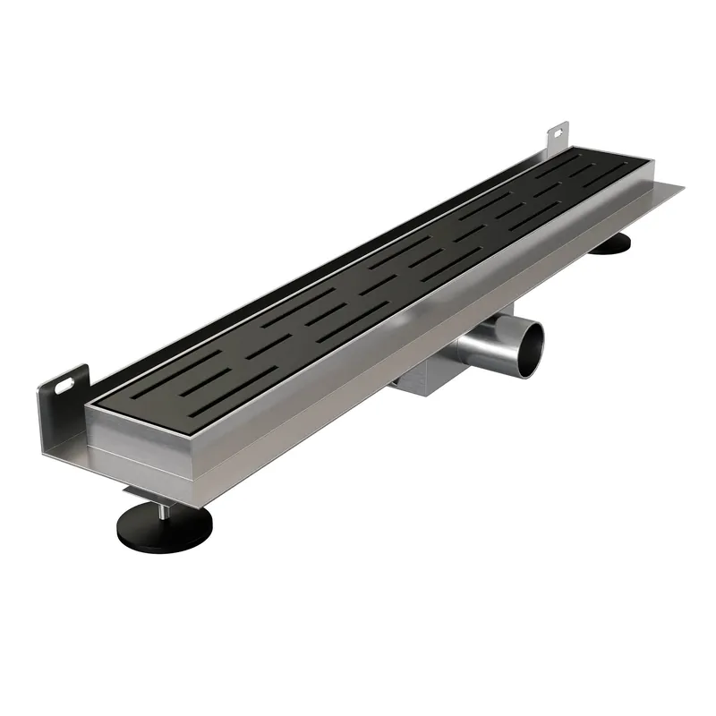 Flitsaanbieding Brauer Black Edition Douchegoot met Rooster, Muurrflens en Zijuitloop - 60cm - Mat Zwart