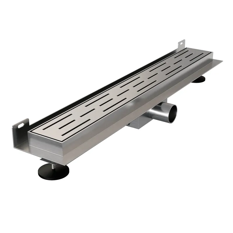 Speciale Aanbieding Brauer Black Edition Douchegoot met Rooster, Muurrflens en Zijuitloop - 50cm - PVD - Geborsteld RVS