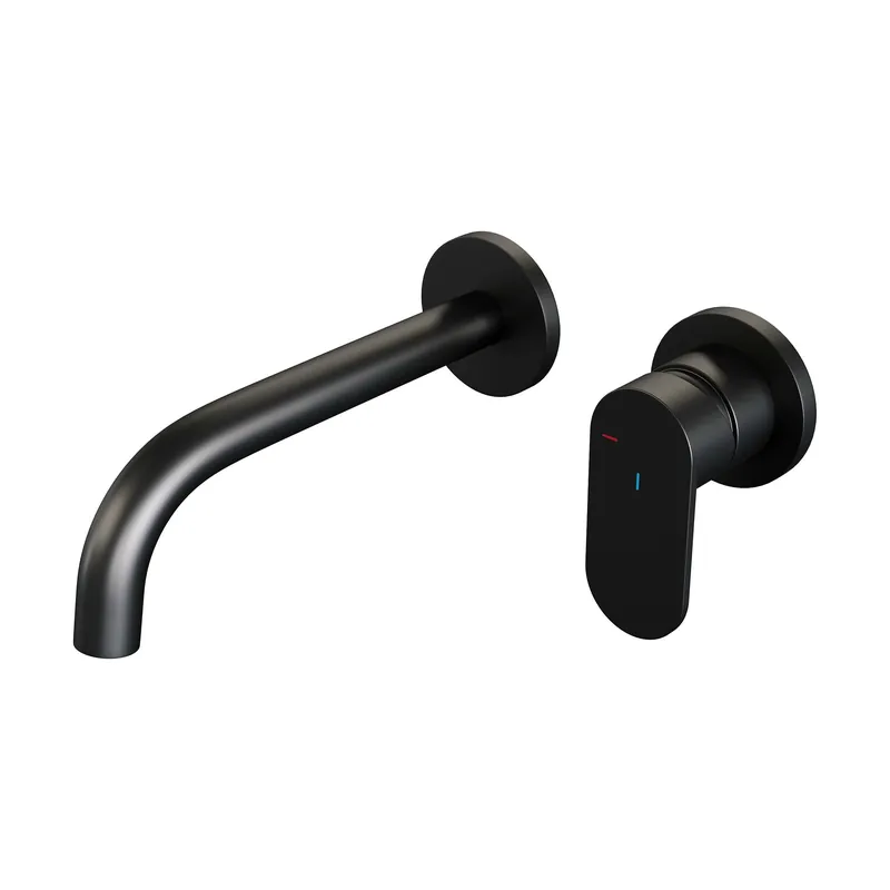 Brauer Black Edition Inbouw Wastafelmengkraan met Gebogen Uitloop & Rozetten - Model C1 - Hendel Rechts - Mat Zwart Koop Online