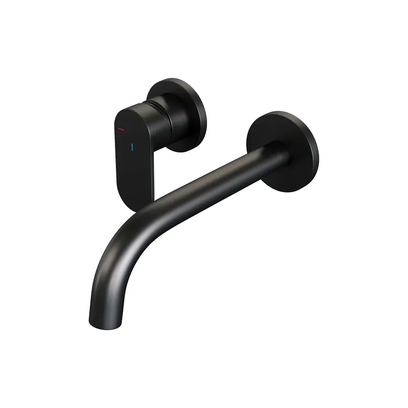 Brauer Black Edition Inbouw Wastafelmengkraan met Gebogen Uitloop & Rozetten - Model C2 - Hendel Links - Mat Zwart Alleen Vandaag