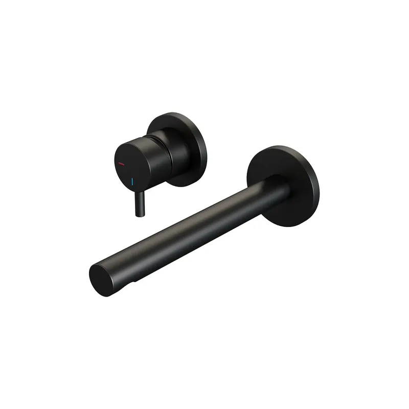 Direct Verzonden Brauer Black Edition Inbouw Wastafelmengkraan met Rechte Uitloop & Rozetten - Model B2 - Hendel Links - Mat Zwart