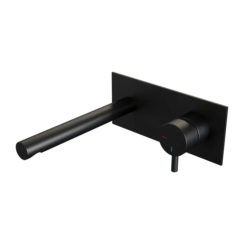 Betrouwbaar Brauer Black Edition Inbouw Wastafelmengkraan met Rechte Uitloop & Afdekplaat - Model B1 - Hendel Rechts - Mat Zwart