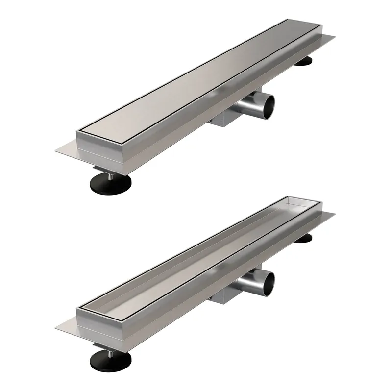 Gratis Retour Brauer Brushed Edition Douchegoot met Multifunctioneel Tegelinlegrooster, Vloerflens en Zijuitloop - 60cm - PVD - Geborsteld RVS