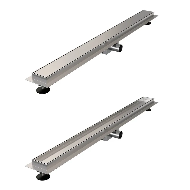 Shop Nu Brauer Brushed Edition Douchegoot met Multifunctioneel Tegelinlegrooster, Vloerflens en Zijuitloop - 90cm - PVD - Geborsteld RVS