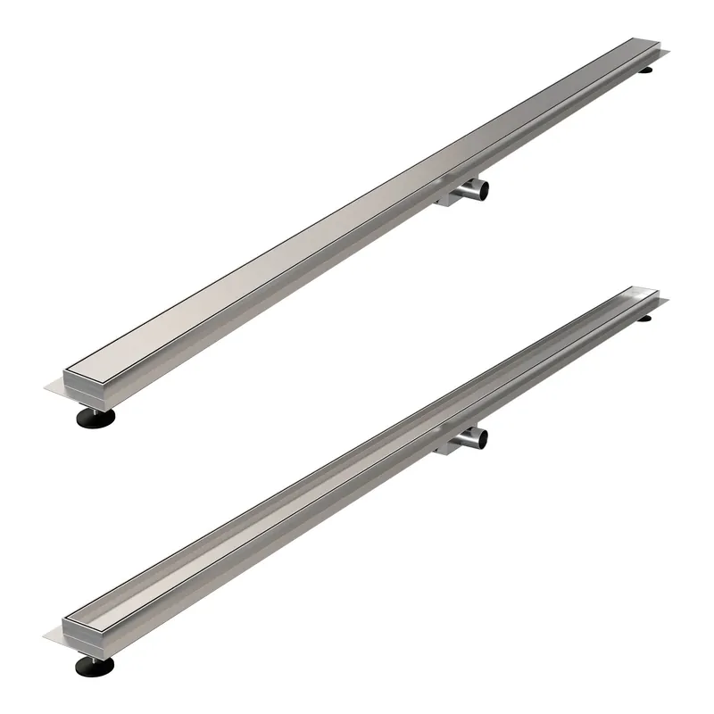 Brauer Brushed Edition Douchegoot met Multifunctioneel Tegelinlegrooster, Vloerflens en Zijuitloop - 200cm - PVD - Geborsteld RVS Finale Uitverkoop