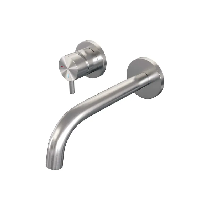 Brauer Brushed Edition Inbouw Wastafelmengkraan met Gebogen Uitloop & Rozetten - Model B2 - Hendel Links - PVD - Geborsteld RVS Hete Deal