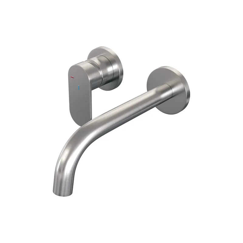 Brauer Brushed Edition Inbouw Wastafelmengkraan met Gebogen Uitloop & Rozetten - Model C2 - Hendel Links - PVD - Geborsteld RVS Must-Have