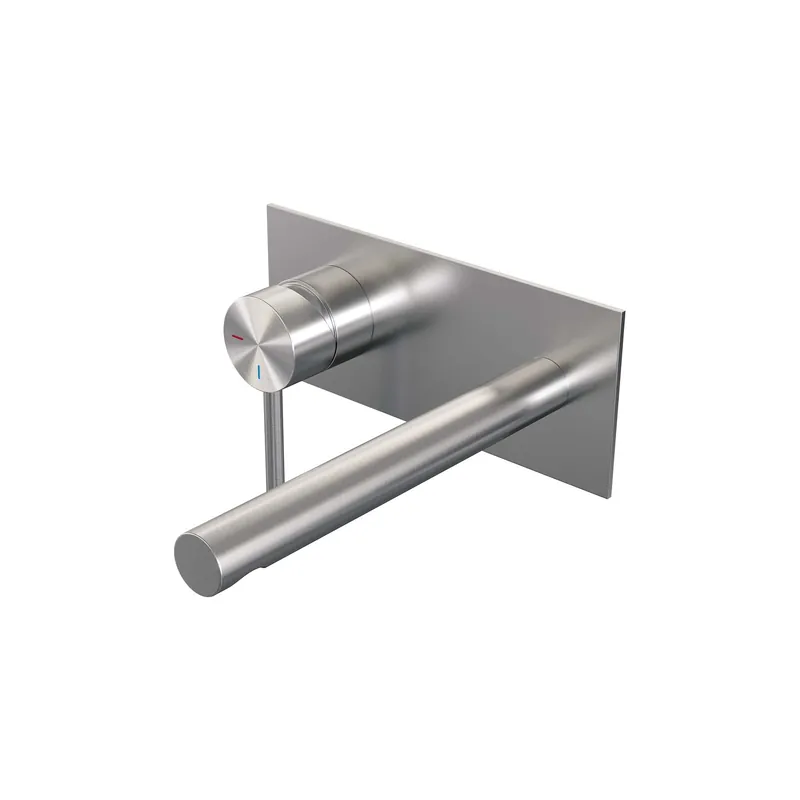 Brauer Brushed Edition Inbouw Wastafelmengkraan met Rechte Uitloop & Afdekplaat - Model A2 - Hendel Links - PVD - Geborsteld RVS Dagaanbieding