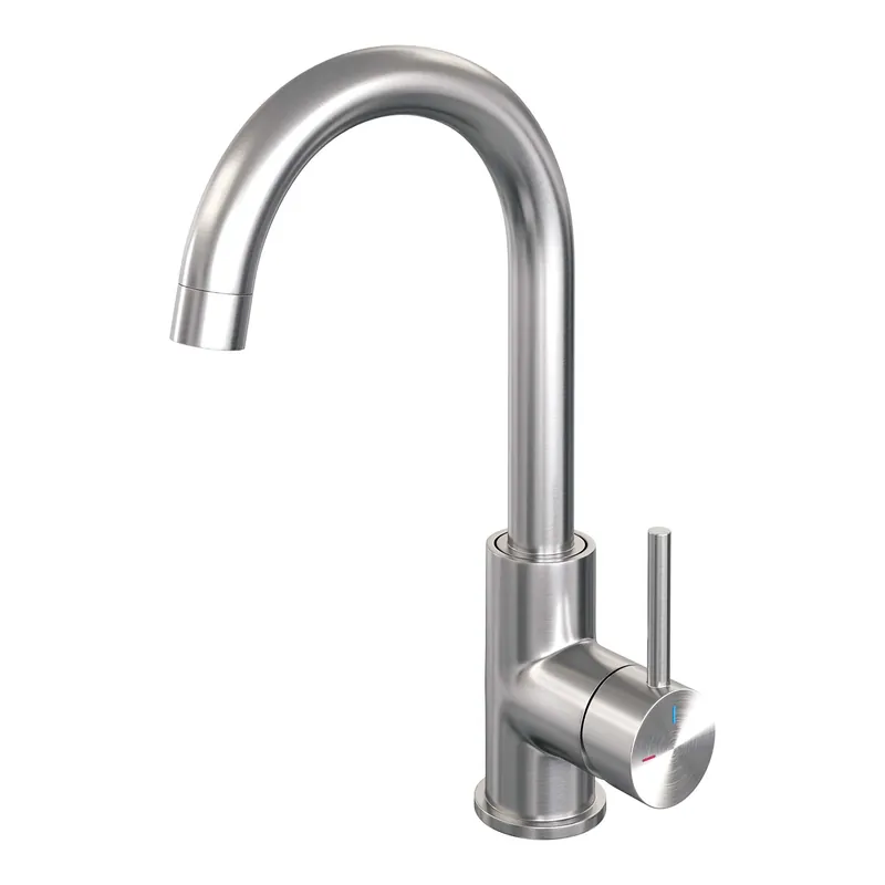 Brauer Brushed Edition Opbouw Wastafelmengkraan met Draaibare Uitloop - Rond - Hoog - Hendel Model A - PVD - Geborsteld RVS Exclusieve Aanbieding