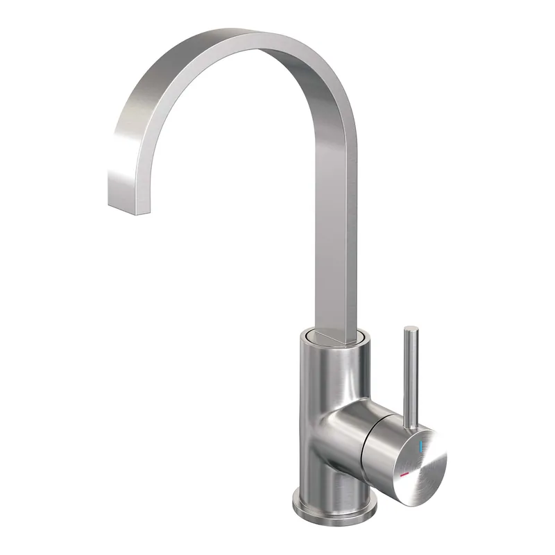 Brauer Brushed Edition Opbouw Wastafelmengkraan met Draaibare Uitloop - Plat - Hoog - Hendel Model A - PVD - Geborsteld RVS Korting