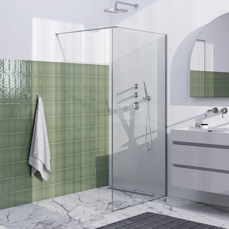 Gereduceerde Prijs Brauer Brushed Frame - Inloopdouche - 8mm Helder Glaswand met Frame - 100x200cm - Muurprofiel & Stabilisatiestang - Geborsteld RVS