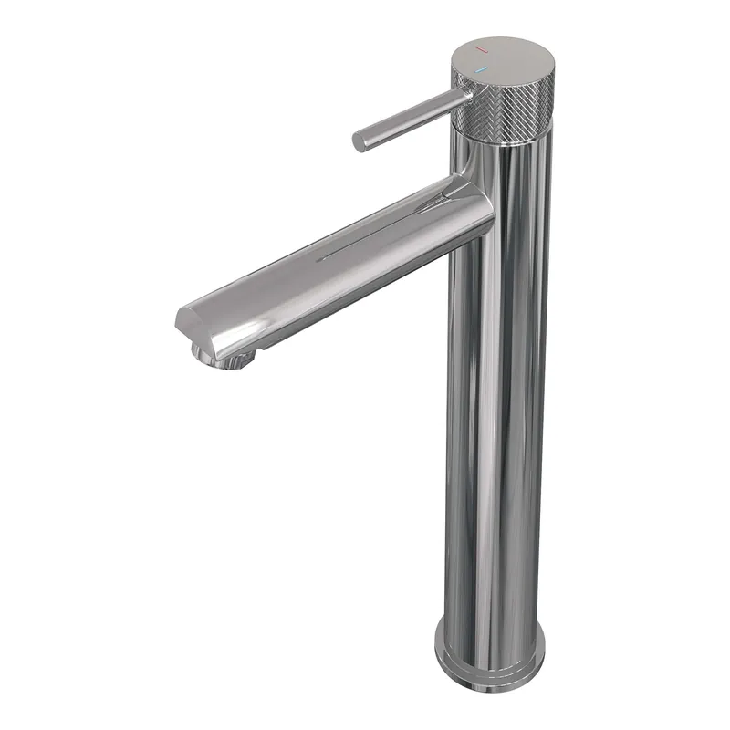 Aanbieding Brauer Chrome Carving Opbouw Wastafelmengkraan - Model A - Hoog - Geribbeld Hendel - Chroom