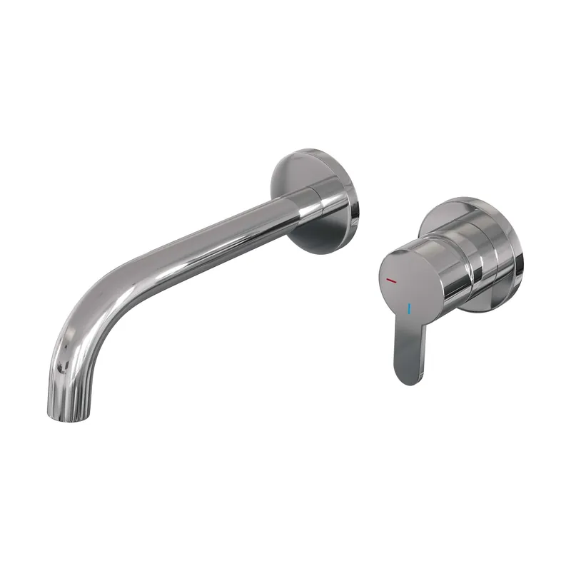 Brauer Chrome Edition Inbouw Wastafelmengkraan met Gebogen Uitloop & Rozetten - Model D1 - Hendel Rechts - Chroom Tijdelijk Beschikbaar
