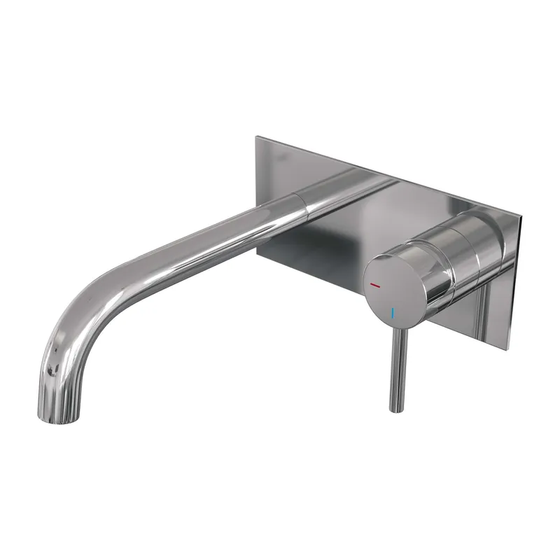 Brauer Chrome Edition Inbouw Wastafelmengkraan met Gebogen Uitloop & Afdekplaat - Model A1 - Hendel Rechts - Chroom Koop Online